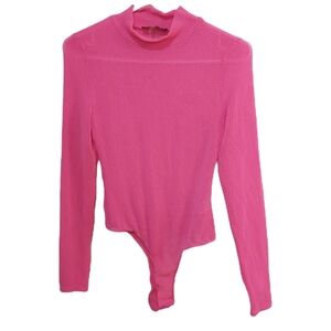 Top Chic Pink Mesh-like Bodysuit Size Small (S)